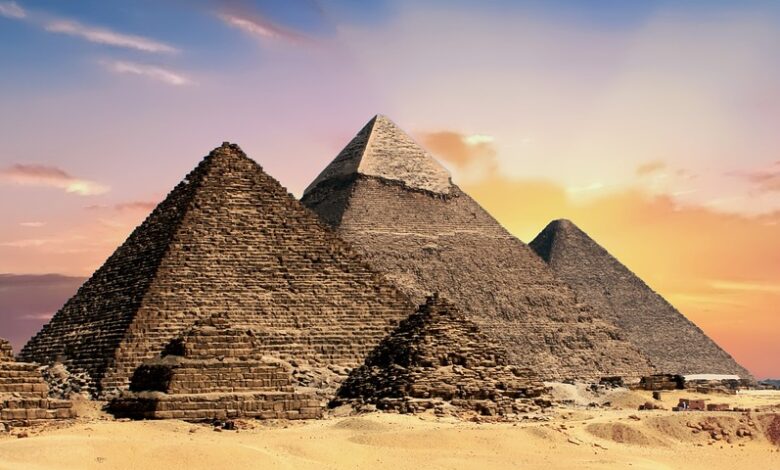 pyramids, egypt, egyptian, ancient, desert, giza, historical, architecture, sand, dunes, sand dunes, nature, barren, barren landscape, landmark, sunset, panorama, panoramic, pyramids, pyramids, egypt, egypt, egypt, egypt, egypt, desert