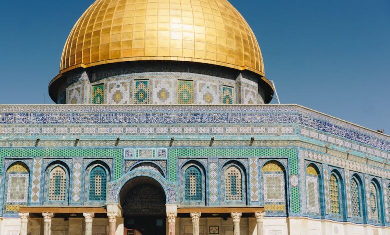 The majestic Dome of the Rock with its stunning golden dome in Jerusalem.